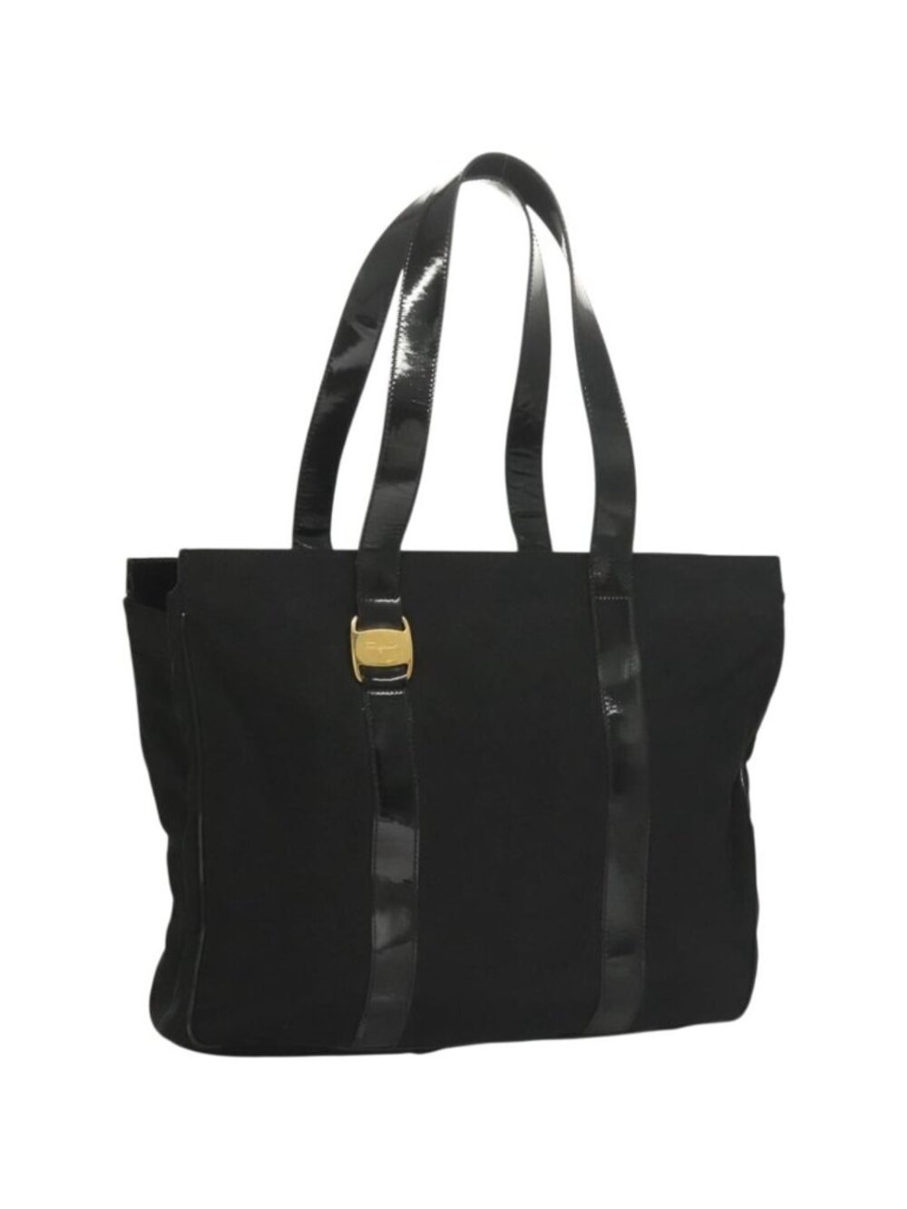 Salvatore Ferragamo Vala Tote Bag Nylon Black Gold